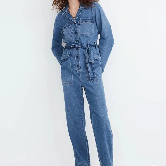 Madewell Denim Tie-Waist Jumpsuit in Claireville Wash - Picture 2 of 5
